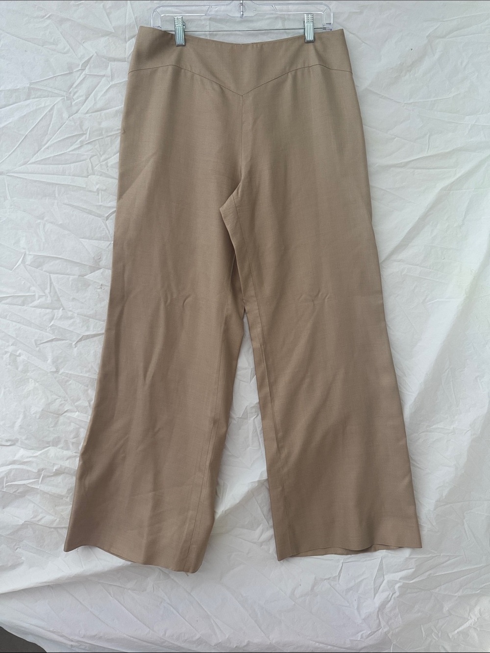 LUCA LUCA Beige 100% Silk Wude Leg Pants - Italian Made